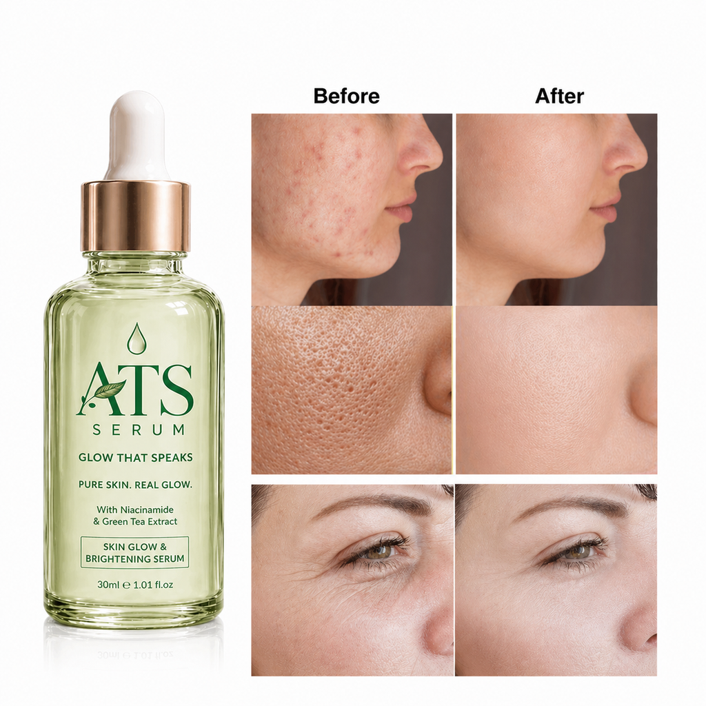 5in1 whitening serum before and after effects showcasing improved skin texture and brightness.